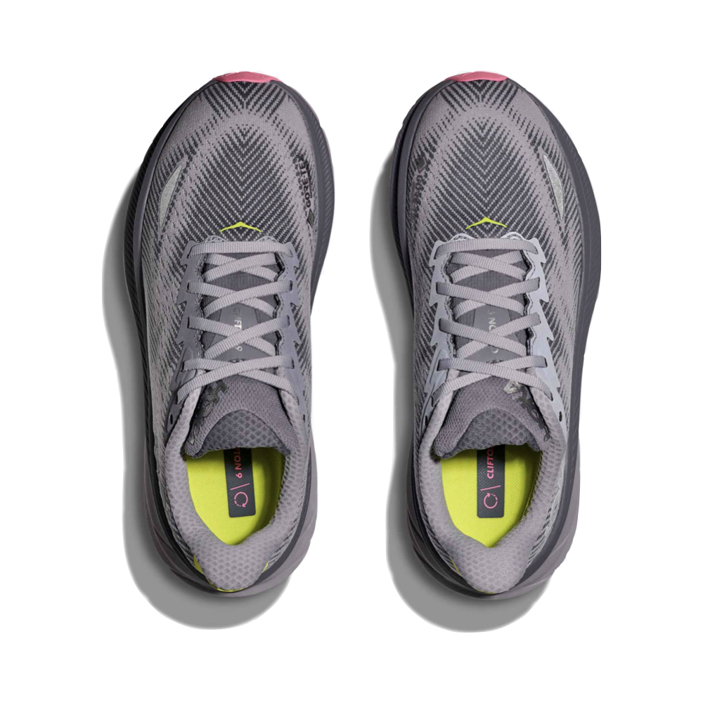 Top-down view of Hoka Clifton 9 GTX Waterproof Sneaker for women. 