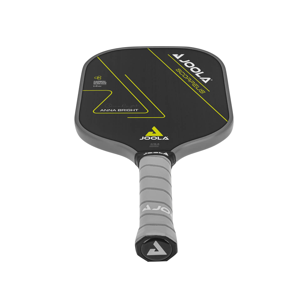 Bottom view of Joola Anna Bright Scorpeus CFS 14 Pickleball Paddle.