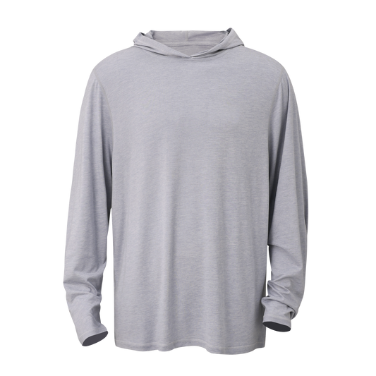 Mitten Running Co. Men's Performance Tech Lightweight Sun Hoodie in Silver Cloud