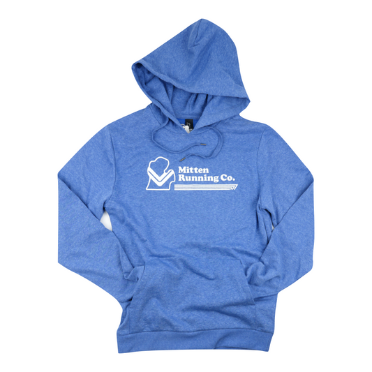 Mitten Running Co. Perfect Tri-Blend Long Sleeve Hoodie in Royal Frost