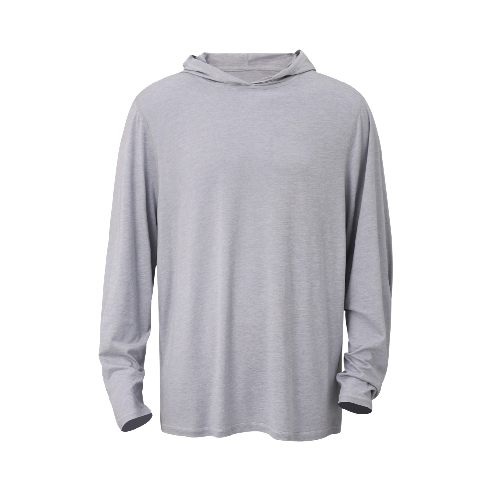 Front view of Mitten Running Co. Performance Tech Lightweight Sun Hoodie for men.