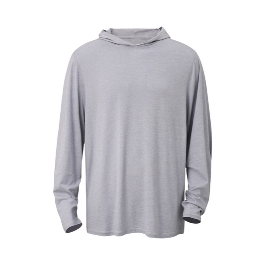 Front view of Mitten Running Co. Performance Tech Lightweight Sun Hoodie for men.