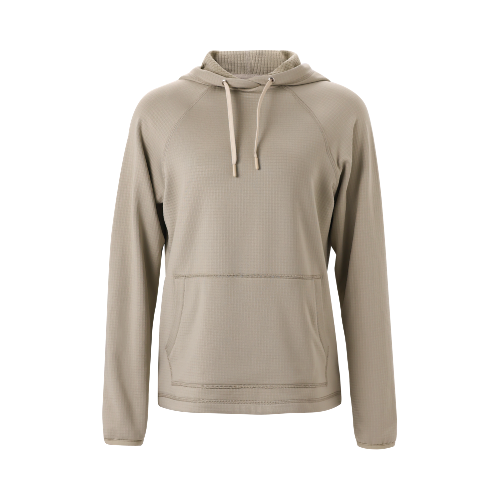 Front view of Mitten Running Co. Waffle Hoodie for women.