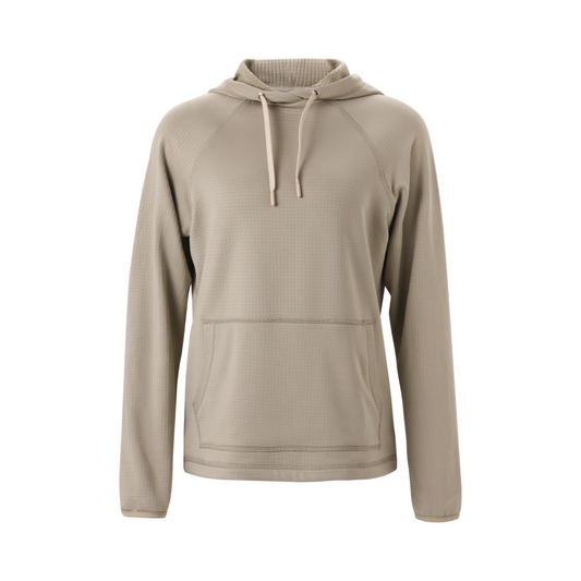 Front view of Mitten Running Co. Waffle Hoodie for women.