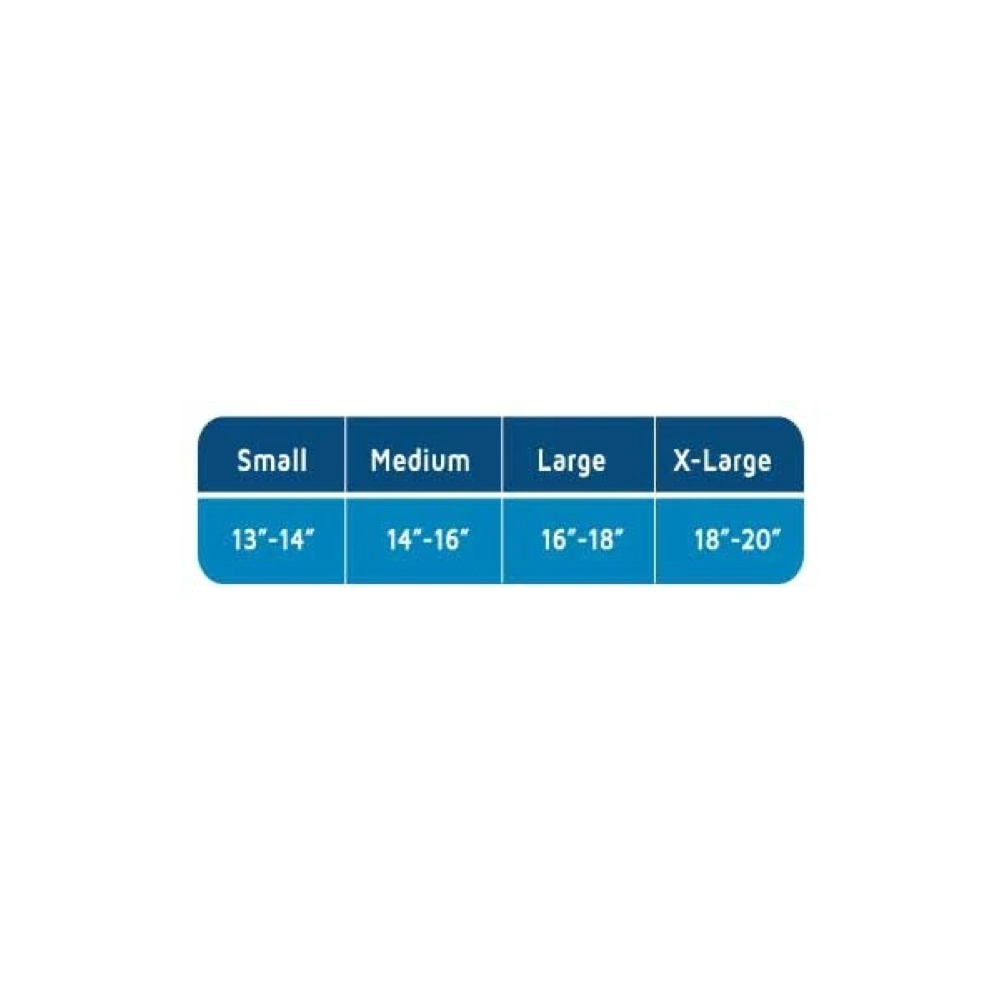Pro Tec sizing chart.