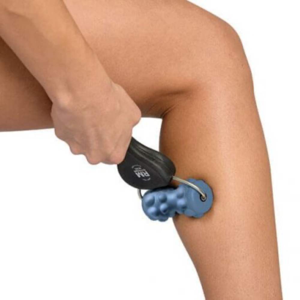 Model view of Pro Tec RM Extreme Mini Roll Massager. 