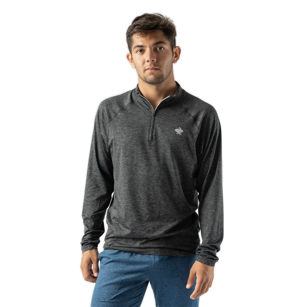 Front model view of Rabbit EZ Zip Quarter Zip Long Sleeve Top for men.