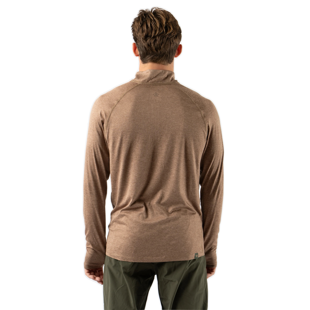 Back model view of Rabbit EZ Zip Quarter Zip Long Sleeve Top for men.