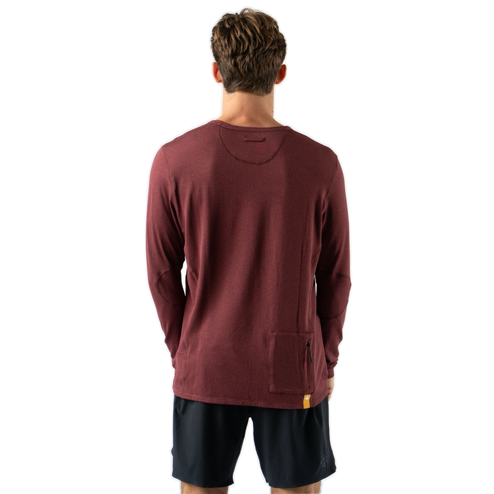Back model view of Rabbit Layer One Trail Long Sleeve for men.