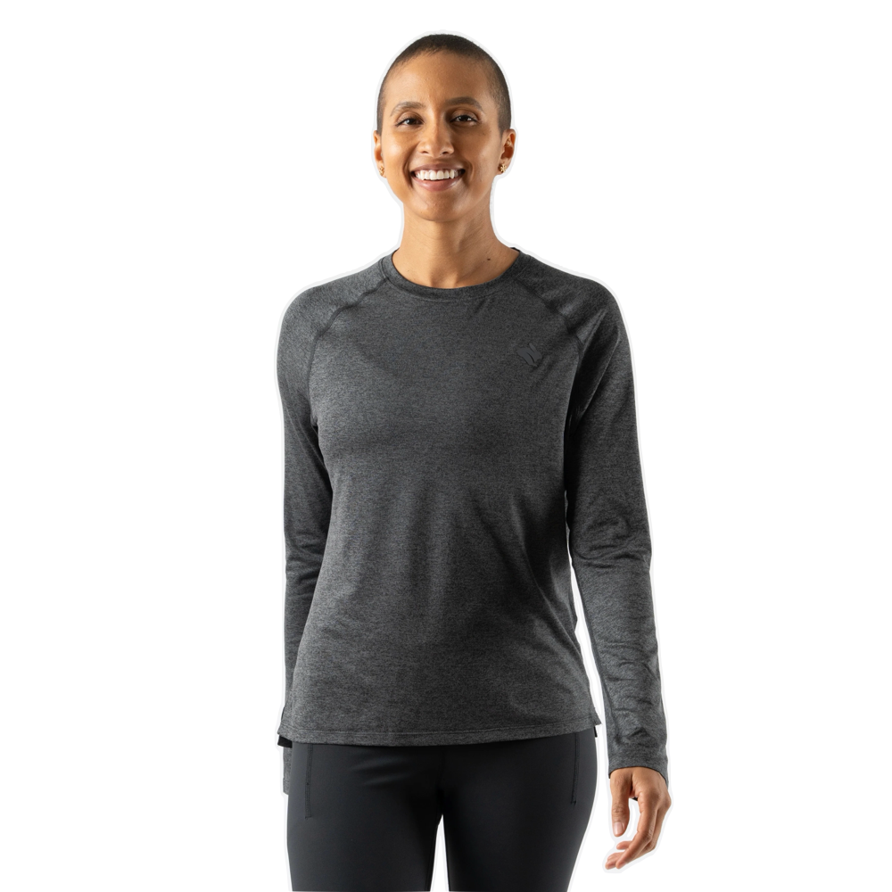 Front model view of Rabbit EZ Tee Long Sleeve Top for women.