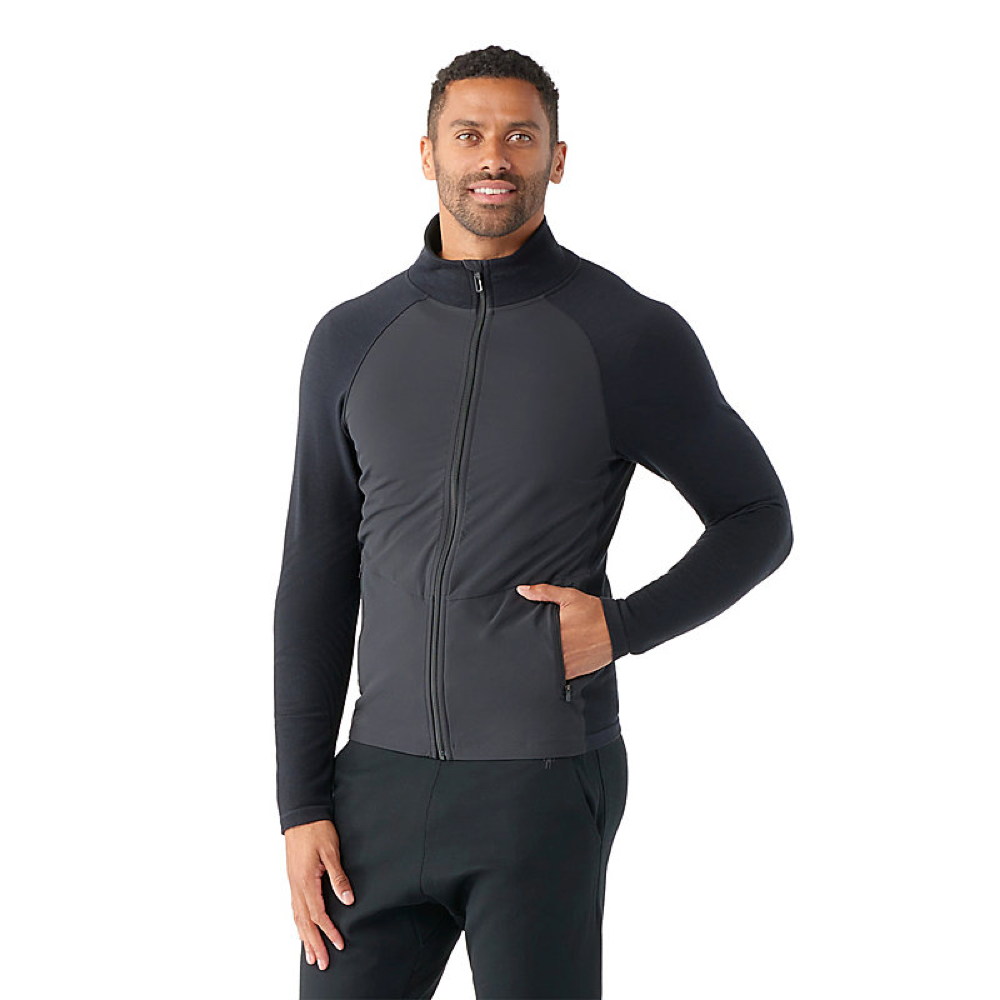 Model view of Smartwool Intracknit Active Full Zip Jacket for men.