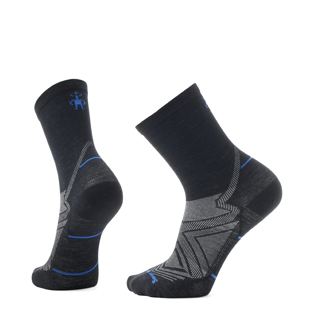 Side and bottom view of Smartwool Run Mid Crew Socks for men.