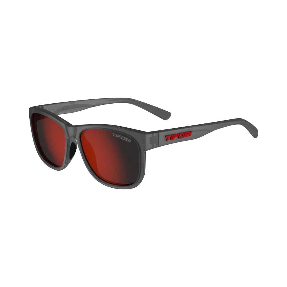 Tifosi Swank XL Sunglasses in Satin Vapor + Smoke Red Lenses