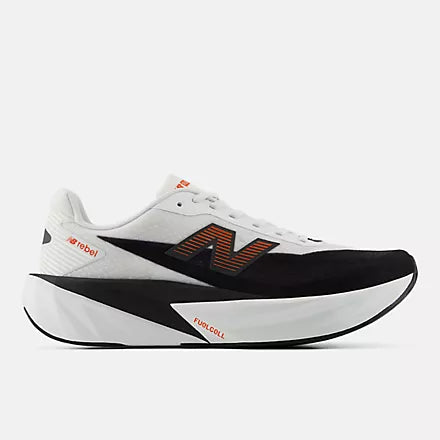New Balance Men's FuelCell Rebel v5 Sneaker in White with Neo Flame