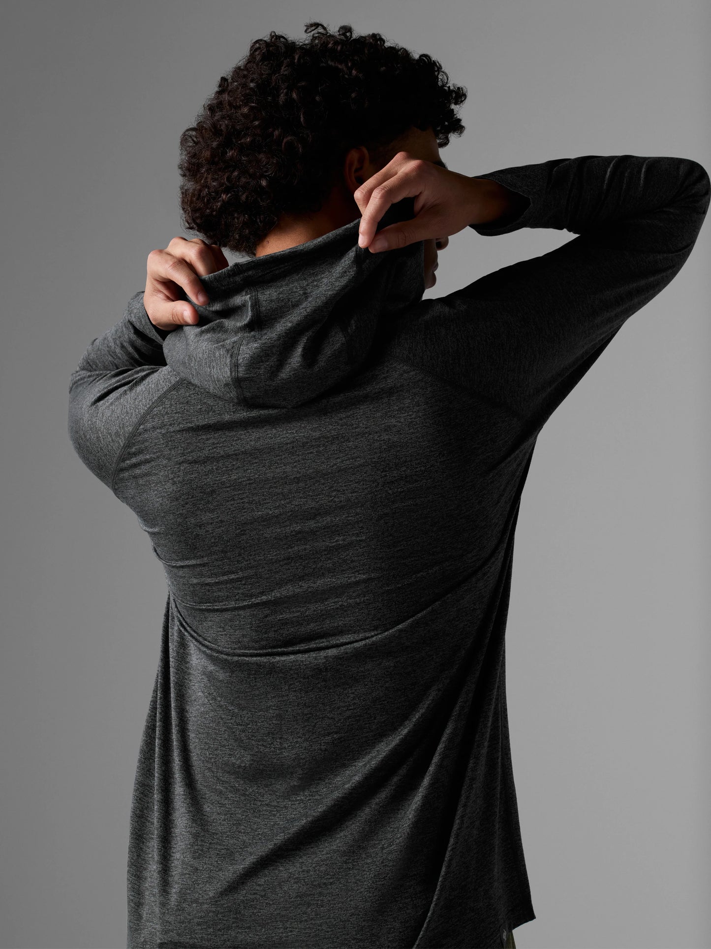 Rabbit Men's EZ Pullover Hooded Long Sleeve Shirt in Black Charcoal