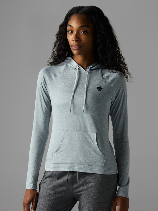 Rabbit Women's EZ Pullover Hooded Long Sleeve Top in Quarry