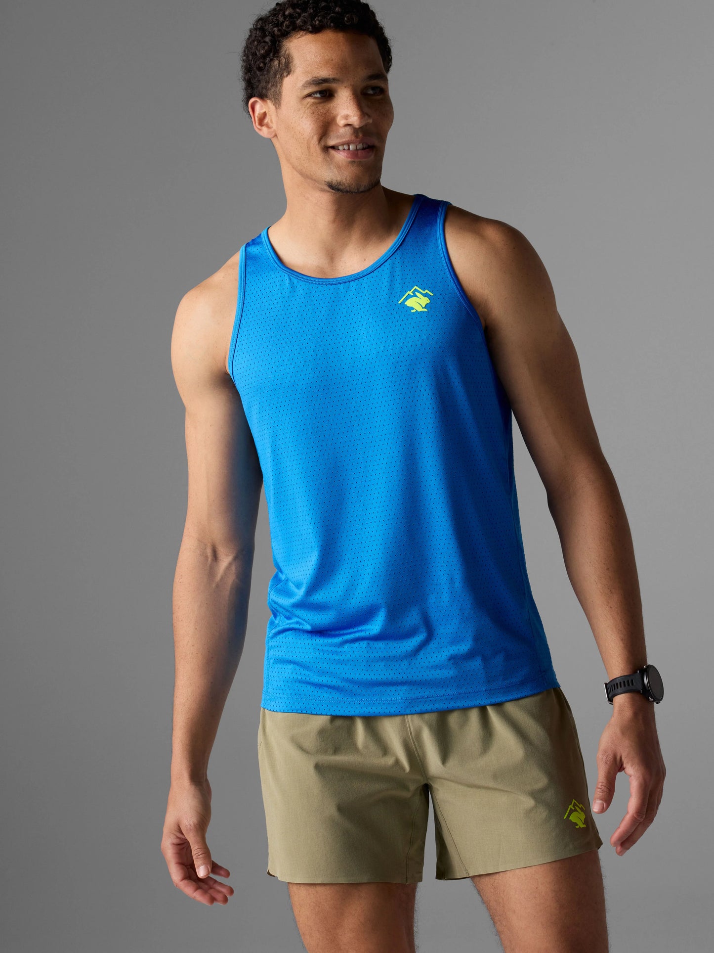 Rabbit Men's EZ Tank Perf Running Top in Electric Blue